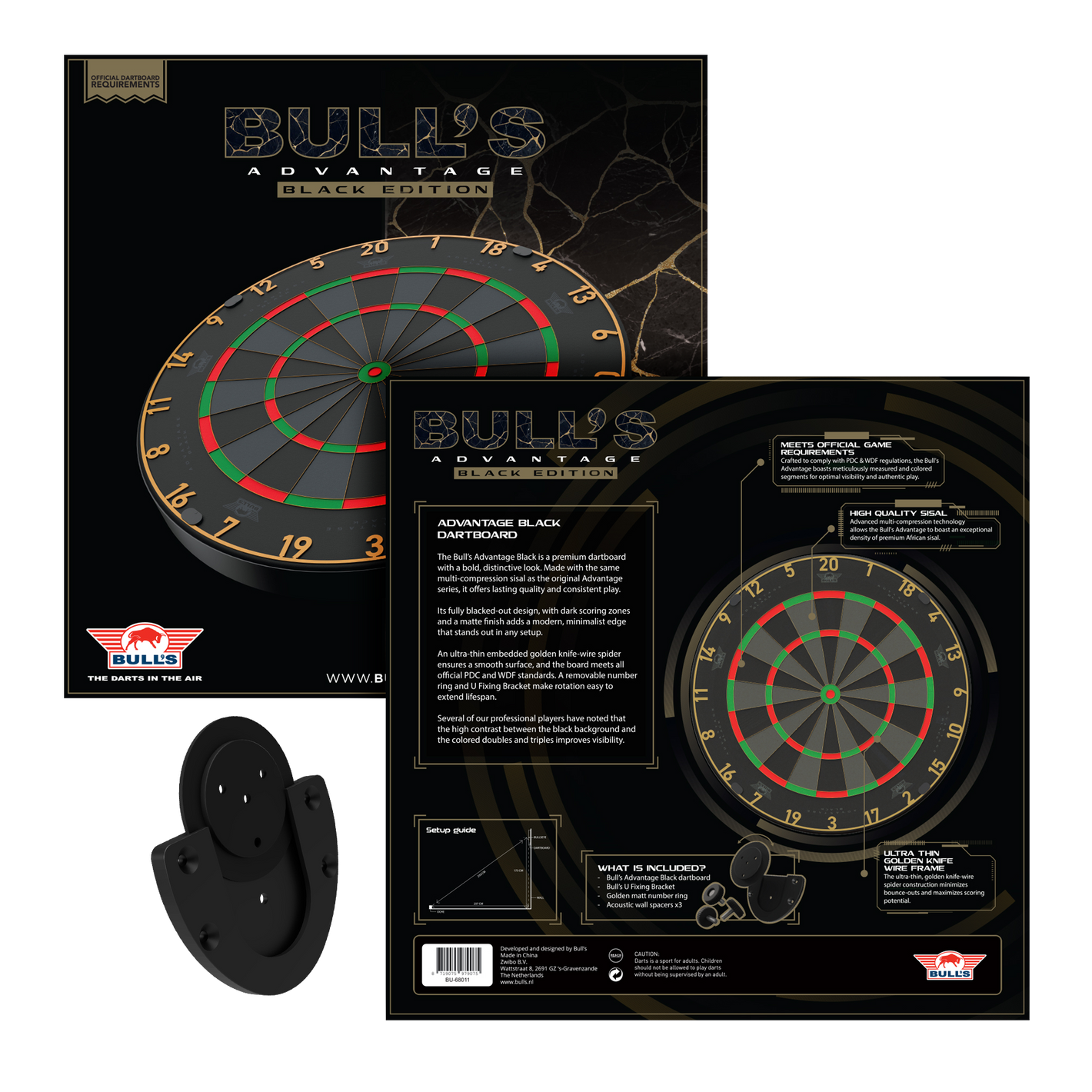 Bull's Advantage Black Steeldartboard